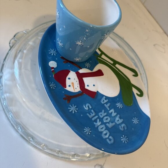 Cookies for Santa Holiday 2006 Starbucks Plate Dish 8 X 5.5 Snowman Sled Red Hat - Picture 8 of 10
